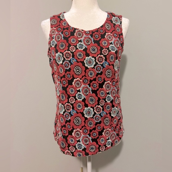 Tommy Hilfiger Women’s Flower Embroidered Shell Top,Size Medium,Red/Black Color - Picture 4 of 8